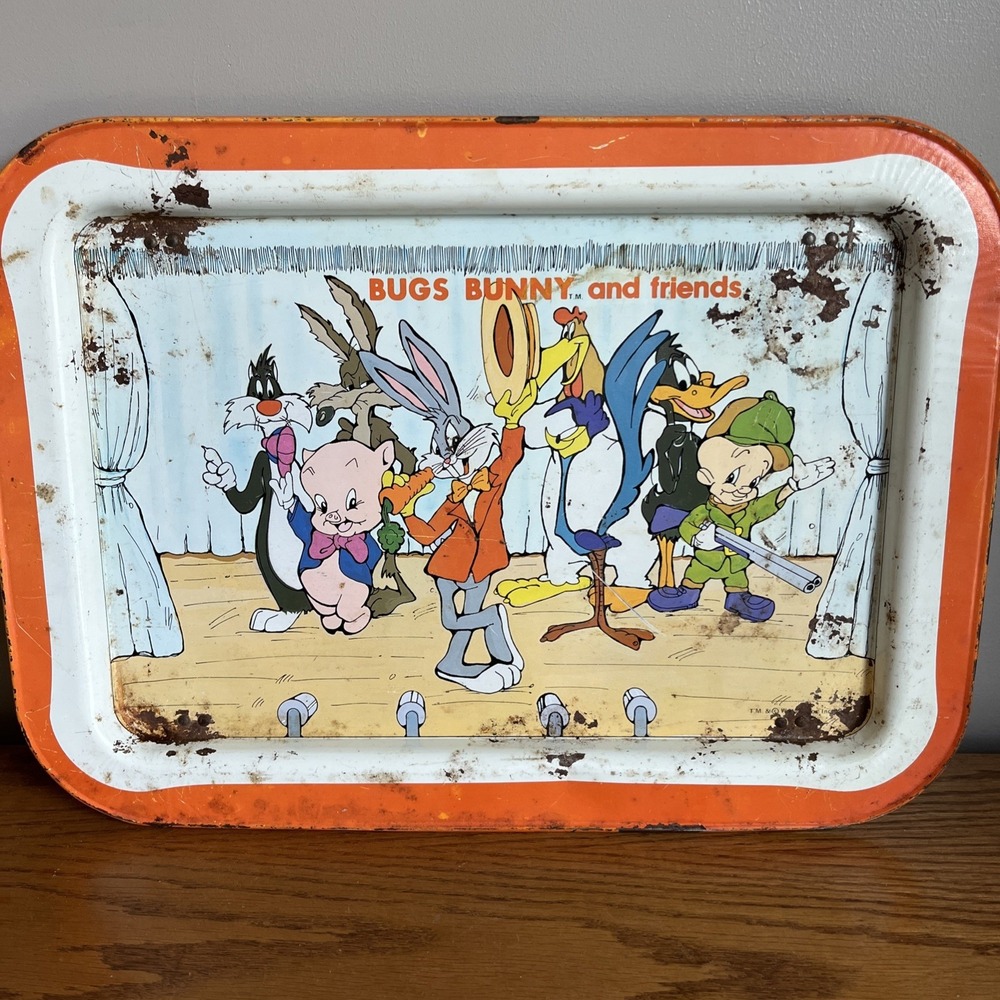 Warner Bros. Looney Tunes Bugs Bunny & Friends Multicolor Metal Tray 1979